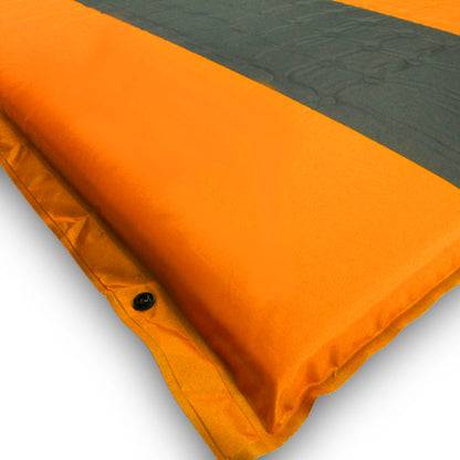 Double Self-Inflating Camping Mattress – 5cm Thick Joinable Air Bed for Hiking & Outdoors – Orange