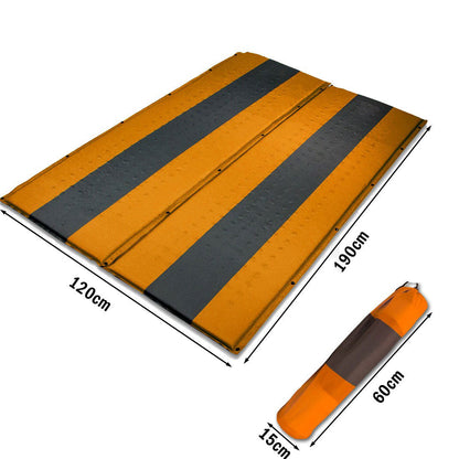 Double Self-Inflating Camping Mattress – 5cm Thick Joinable Air Bed for Hiking & Outdoors – Orange