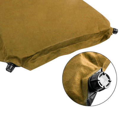 Self-Inflating Suede Camping Mattress – 8cm Thick Air Bed Sleeping Mat – Joinable, Beige