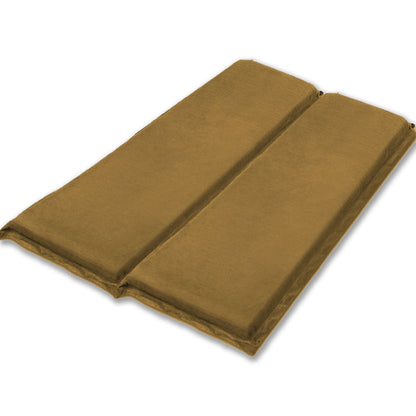 Double Self-Inflating Suede Camping Mattress – 8cm Thick Air Bed – Joinable & Portable – Beige