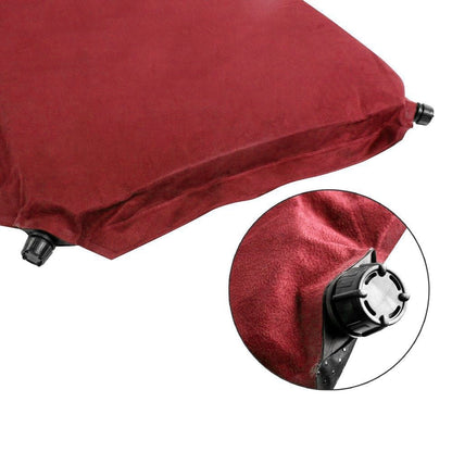 Double Self-Inflating Suede Camping Mattress – 8cm Thick Air Bed – Joinable & Portable – Red