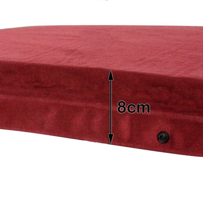 Double Self-Inflating Suede Camping Mattress – 8cm Thick Air Bed – Joinable & Portable – Red