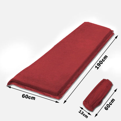 Self-Inflating Suede Camping Mattress – 8cm Thick Air Bed Sleeping Mat – Joinable, Beige