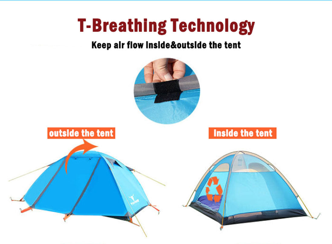 2-Person Lightweight Waterproof Camping Tent – Blue | Hiking, Backpacking, Cycling Ready