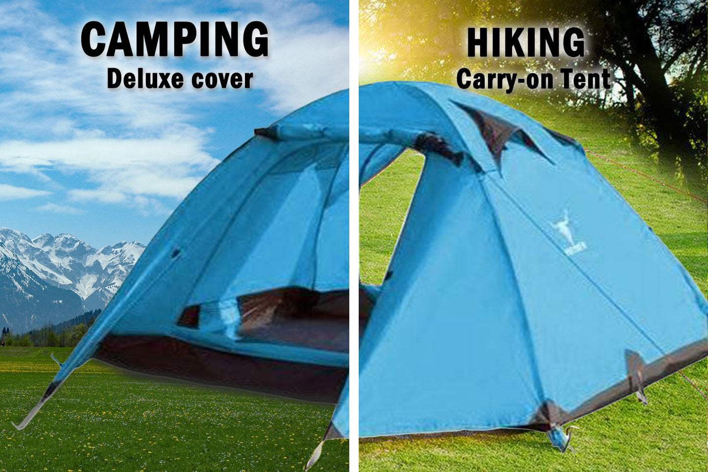 2-Person Lightweight Waterproof Camping Tent – Blue | Hiking, Backpacking, Cycling Ready
