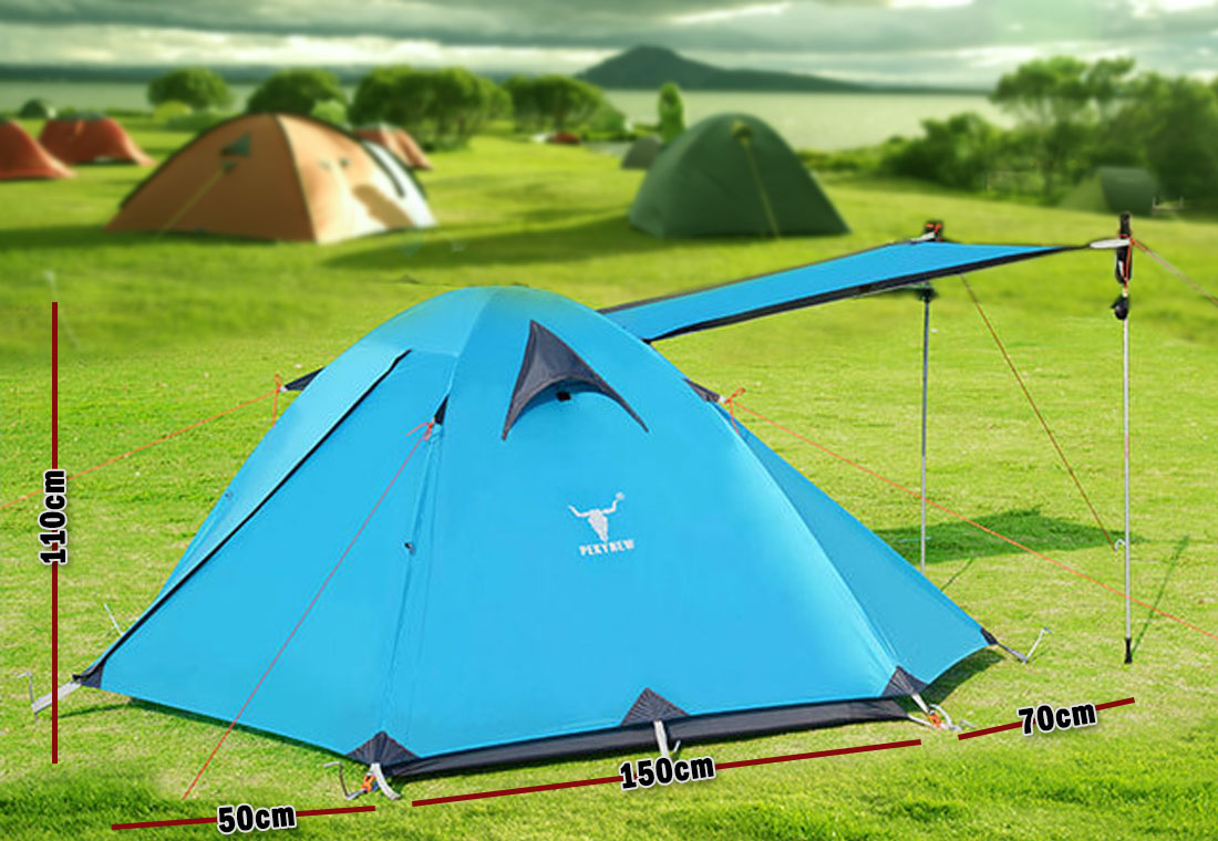 2-Person Lightweight Waterproof Camping Tent – Blue | Hiking, Backpacking, Cycling Ready
