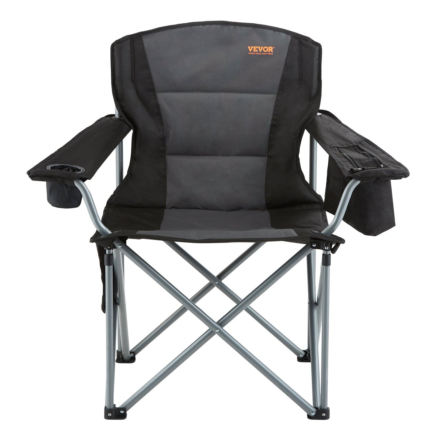 VEVOR Camping Chair – Folding, Heavy-Duty, Quad Design with Cooler Bag & Cup Holder