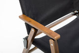 Bamboo Canvas Foldable Outdoor Camping Chair – Black | Stylish & Portable Travel Seating