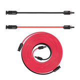 BLUETTI MC4 solar extension cable showing individual red and black cables with MC4 connectors at each end and 10 metre coiled cable pair on white background