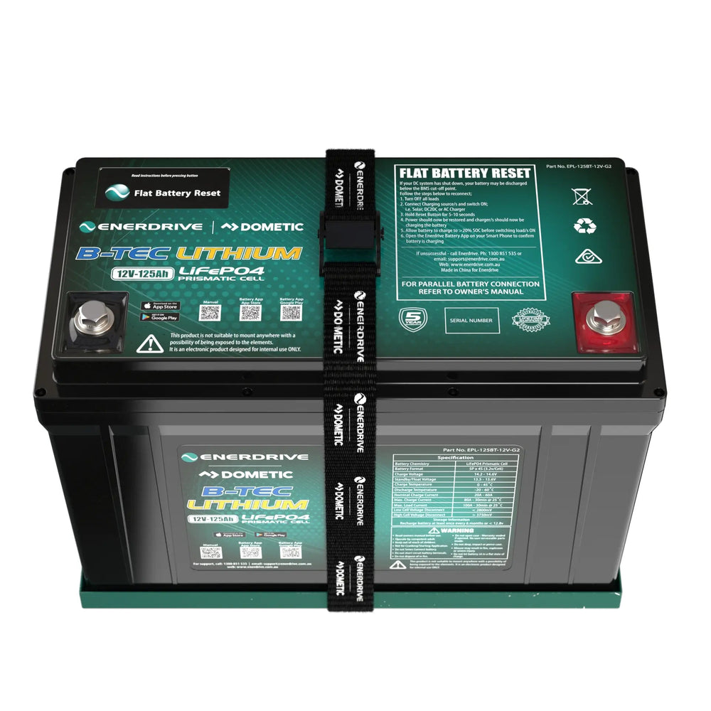Enerdrive B-TEC 125Ah lithium battery – top view