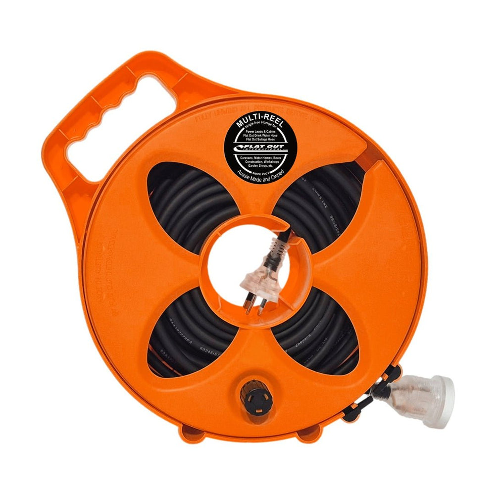 12.5m Premium Flat Out 15amp Extension Lead with Compact Multi-Reel