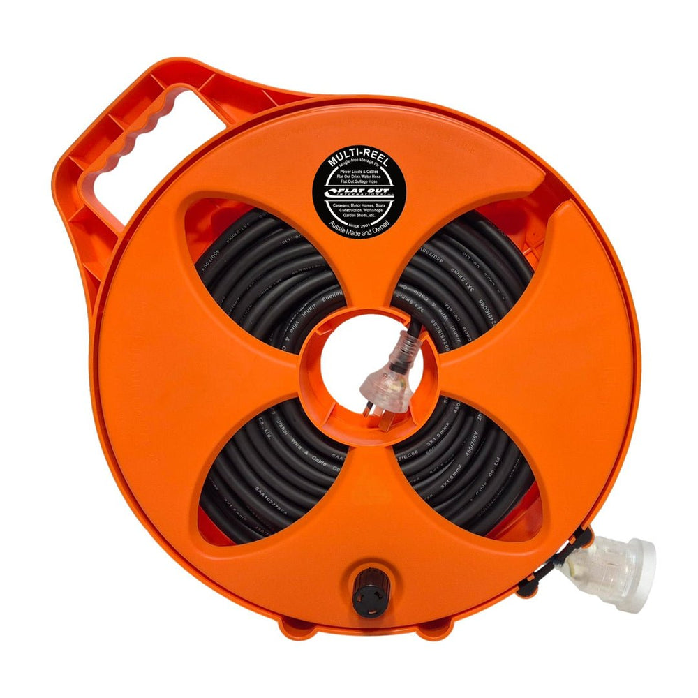 20m Premium Flat Out 15amp Extension Lead with Narrow Multi-Reel