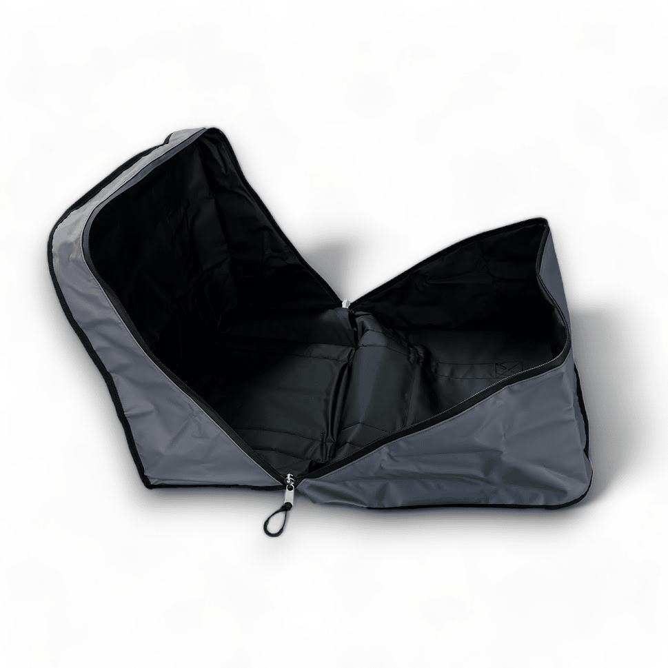 Canvas Generator Bag showing it zipped open for easy access