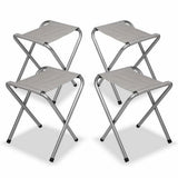 A portable four matching chairs set up, all in a metallic color.