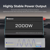 Renogy 12V 2000W Pure Sine Wave Inverter – Dual Power Switching, Grid Priority & 4000W Surge