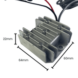 Compact 12V to 30V converter dimensions – 64mm x 60mm x 22mm aluminium housing