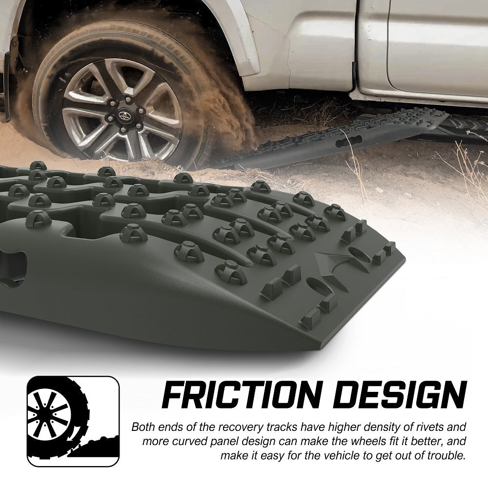 X-BULL Gen 3.0 Recovery Tracks in olive colour showing friction design