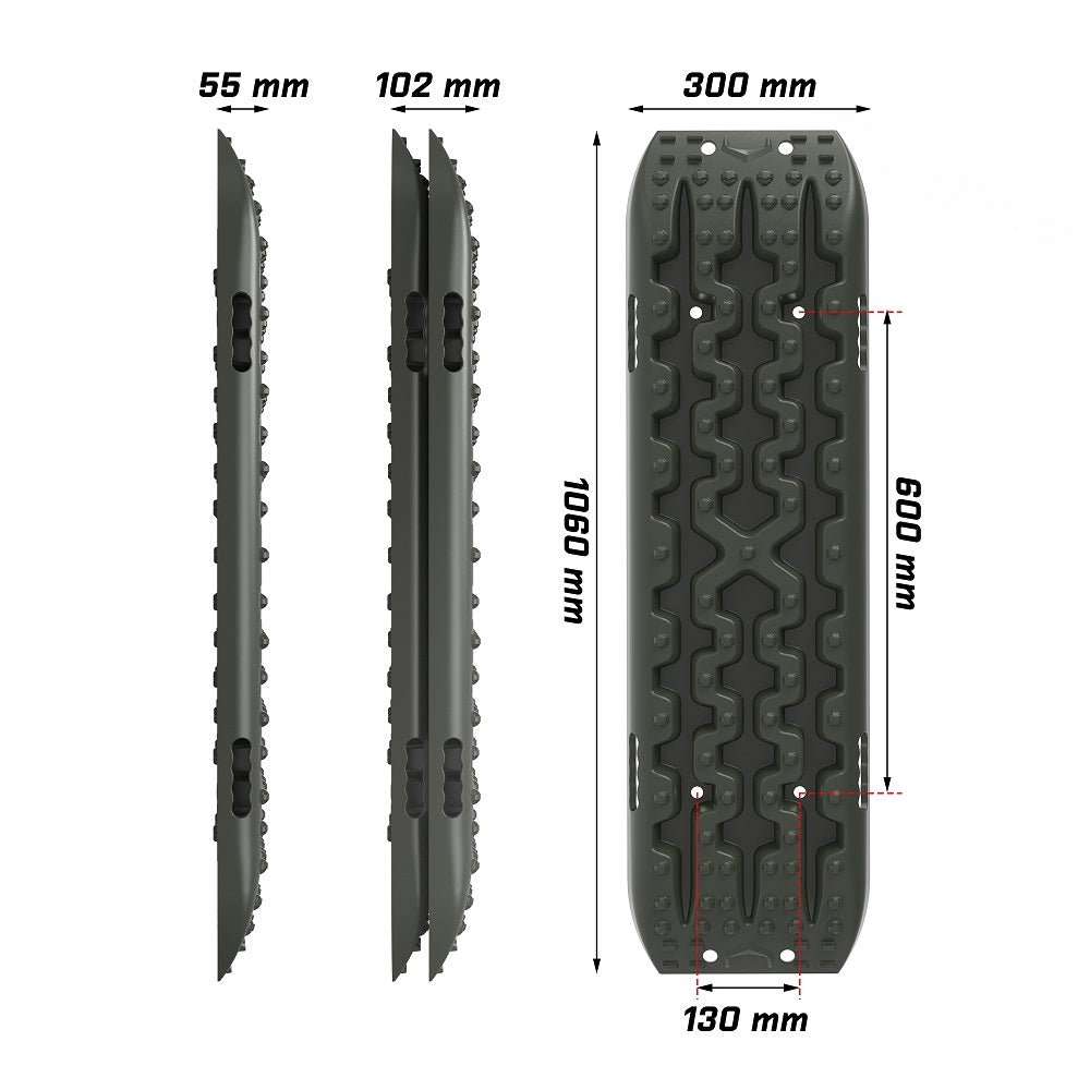 X-BULL Gen 3.0 Recovery Tracks in olive color with dimensions