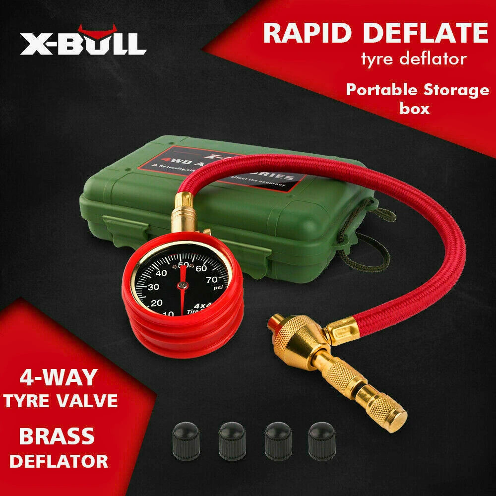 X-BULL Rapid Deflate Tyre Deflator Kit with Brass Deflator and Valve Tool Accessories
